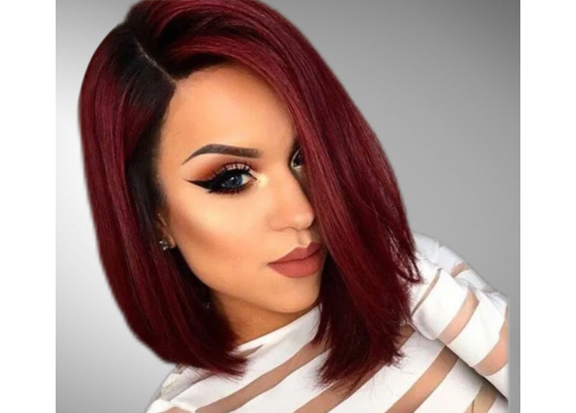 Peruca bobo ombre saten inchis / burgundy